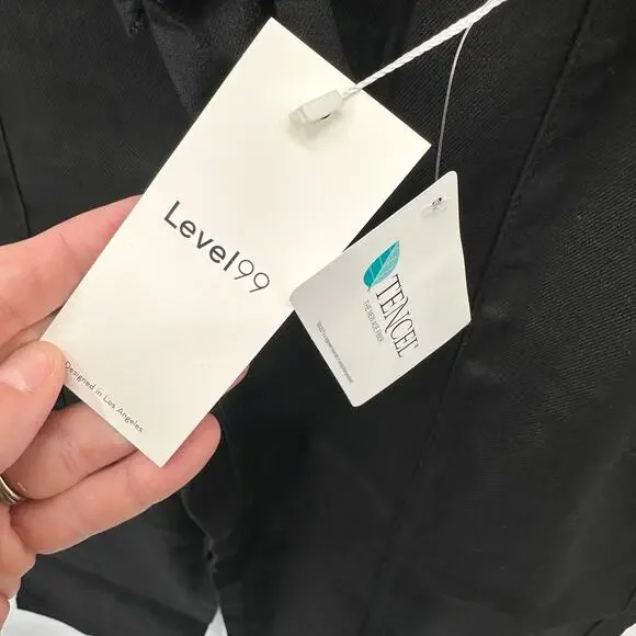 LEVEL99 NWT Bette Seamed Tie Waist Linen Straight Leg Trouser in Black // 00 - Picture 7 of 14